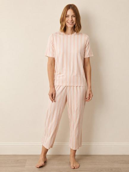 Their Nibs Stripe Short Sleeve Jersey Pyjama Set, Pink/White, Pink/White
