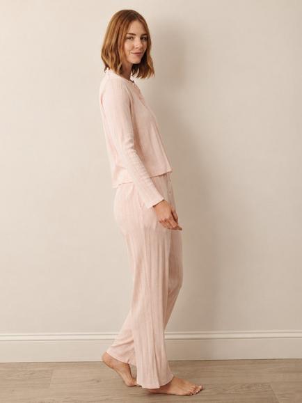 Their Nibs Cotton Pointelle Pyjama Set, Pink - view 2, Pink