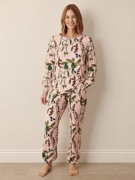 Their Nibs Pretty Pears Print Jersey Pyjama Set, Pink/Multi, Pink/Multi