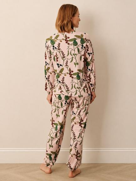 Their Nibs Pretty Pears Print Jersey Pyjama Set, Pink/Multi - view 2, Pink/Multi