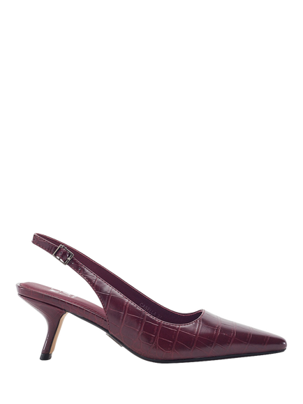 Moda in Pelle Gasella Leather Square Toe Slingback Court Shoes, Burgundy, Burgundy