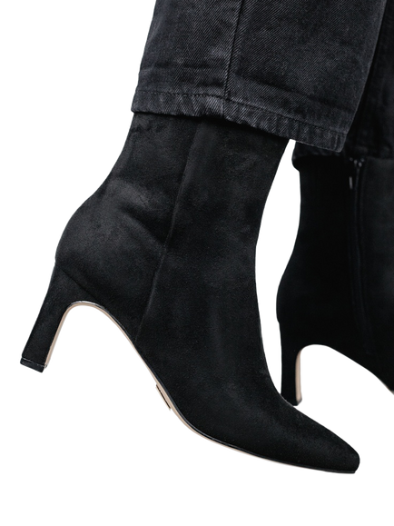 Moda in Pelle Opalia Alcantara Block Heel Ankle Boots, Black - view 2, Black