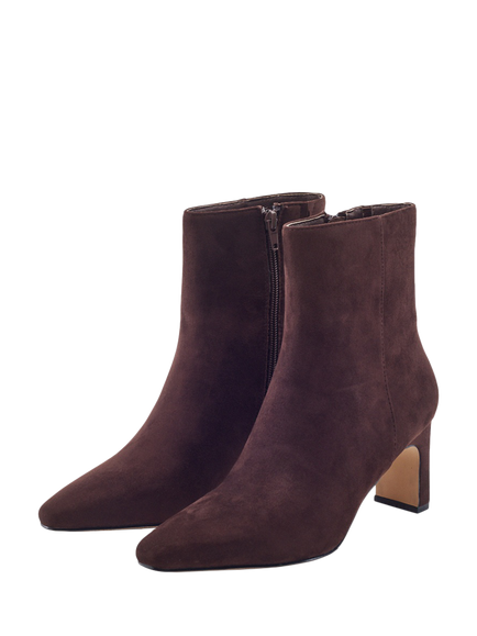 Moda in Pelle Opalia Alcantara Block Heel Ankle Boots, Brown - view 2, Brown