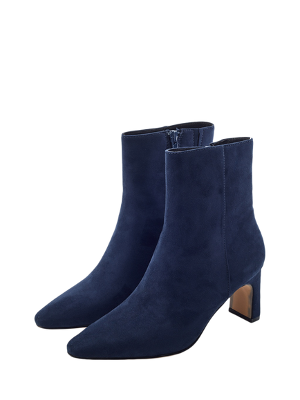 Moda in Pelle Opalia Alcantara Block Heel Ankle Boots, Navy - view 2, Navy
