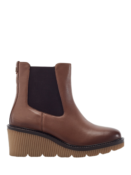 Moda in Pelle Parth Leather Wedge Heel Chelsea Boots, Tan, Tan