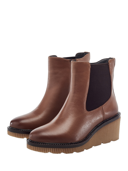 Moda in Pelle Parth Leather Wedge Heel Chelsea Boots, Tan - view 2, Tan