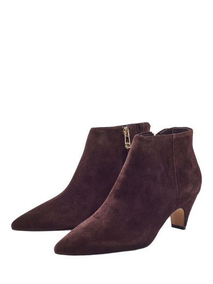 Moda in Pelle Prismara Suede Kitten Heel Ankle Boots, Dark Brown - view 2, Dark Brown