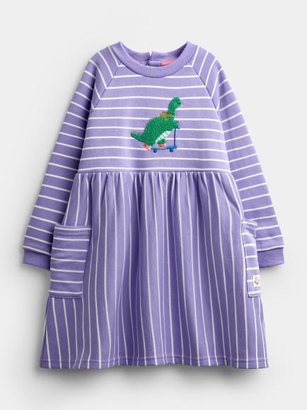 JoJo Maman Bébé Kids' Skating Dino Dress, Mid Purple, Mid Purple