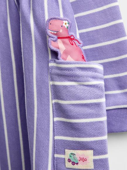 JoJo Maman Bébé Kids' Skating Dino Dress, Mid Purple - view 2, Mid Purple