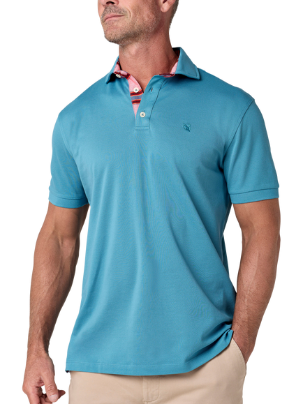 KOY Regular Fit Short Sleeve Polo Shirt, Petrol Blue, Petrol Blue