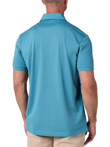 KOY Regular Fit Short Sleeve Polo Shirt, Petrol Blue - view 2, Petrol Blue