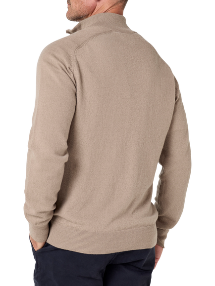 KOY Merino Wool Quarter-Zip Jumper - view 2, Beige