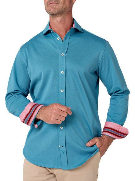 KOY Cotton Pique Shirt, Slate Blue, Slate Blue