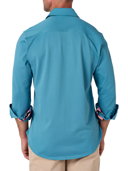 KOY Cotton Pique Shirt, Slate Blue - view 2, Slate Blue