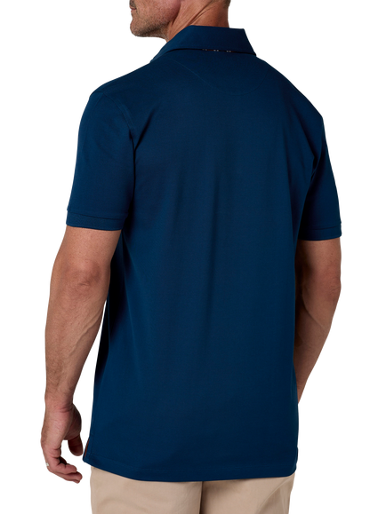 KOY Cotton Regular Fit Short Sleeve Polo Shirt, Navy - view 2, Navy