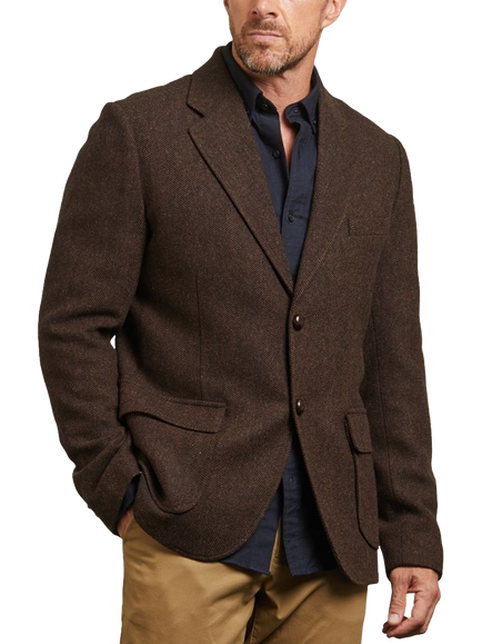 Guards London Law Wool Herringbone Blazer, Brown, Brown