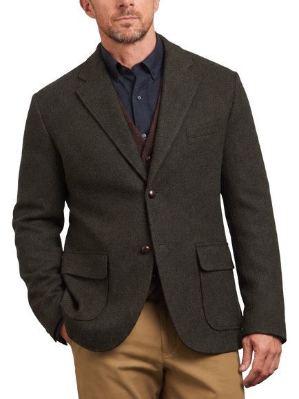 Guards London Wool Tweed Herringbone Blazer, Green, Green