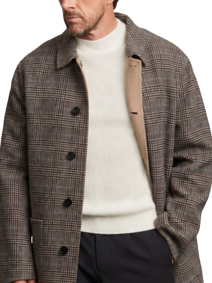 Guards London Joseph Wool Blend Overcoat, Camel Check - view 2, Camel Check