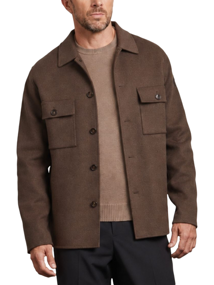 Guards London Oliver Wool Overshirt, Chocolate, Choc