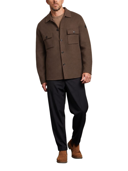 Guards London Oliver Wool Overshirt, Chocolate - view 2, Choc