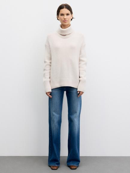 Gerard Darel Reva Pure Cashmere Roll Neck Jumper, Beige - view 2, Beige