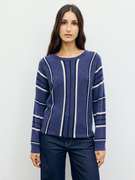 Gerard Darel Ricki Pure Cashmere Striped Jumper, Blue/Multi, Blue/Multi
