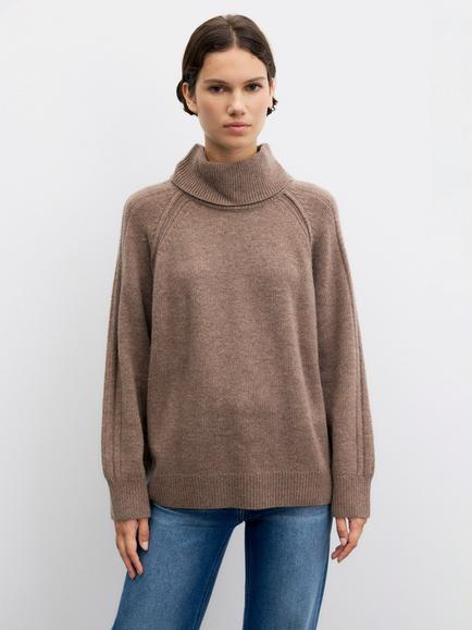 Gerard Darel Robi Wool with Cashmere Roll Neck Jumper, Camel, Camel