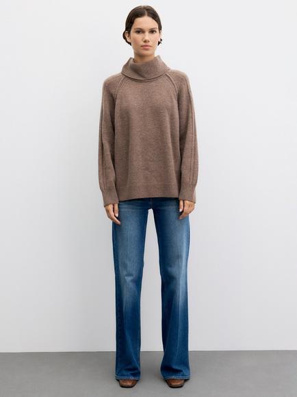 Gerard Darel Robi Wool with Cashmere Roll Neck Jumper, Camel - view 2, Camel