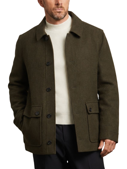 Guards London Kyle Wool Tweed Field Coat, Khaki, Khaki