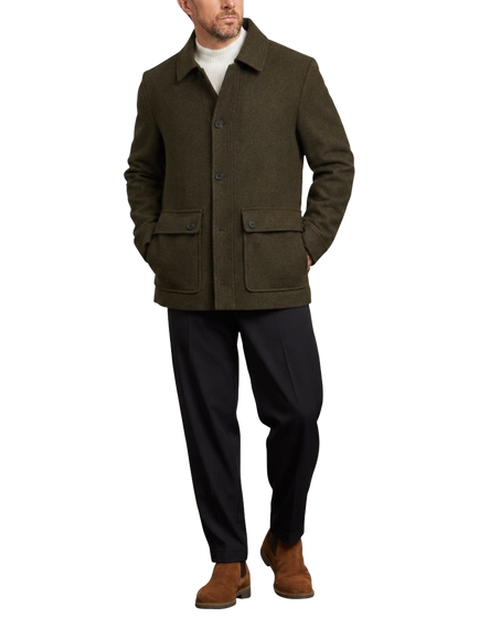 Guards London Kyle Wool Tweed Field Coat, Khaki - view 2, Khaki