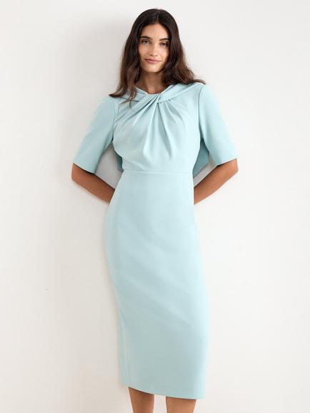 Phase Eight Petite Sarah Twist Neck Dress, Light Green, Light Green
