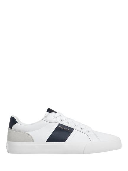 Hackett London Heritage Blake Handle Leather & Suede Trainers, White, White