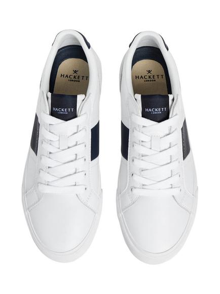 Hackett London Heritage Blake Handle Leather & Suede Trainers, White - view 2, White
