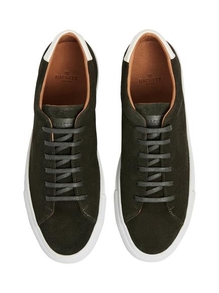 Hackett London Idol Suede Trainers - view 2, Olive Green
