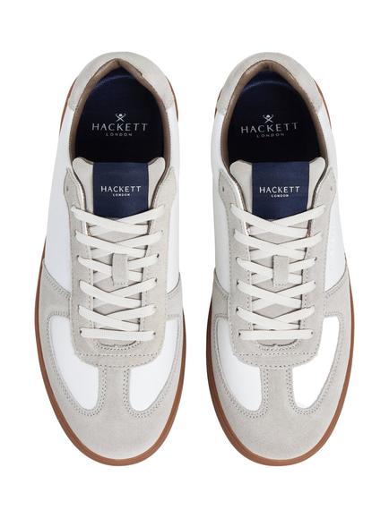 Hackett London Brando Circuit Suede Trim Sport Trainers, White - view 2, White