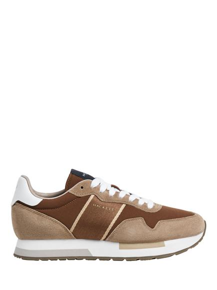 Hackett London Keston Symbol Leather & Suede Trainers, Nut Brown