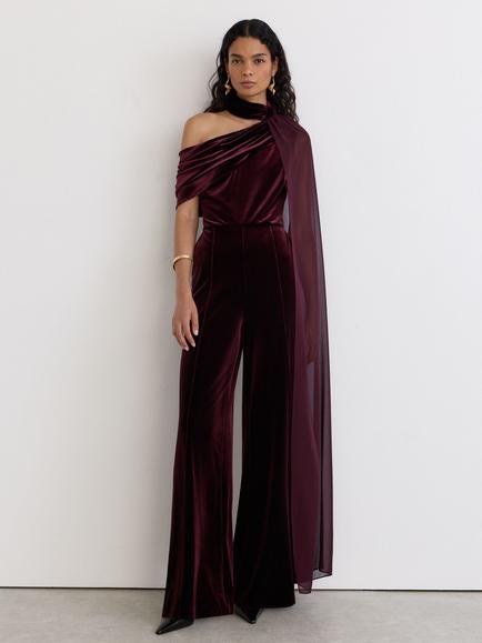 Reiss Carrie Scarf Neck Jumpsuit, Burgundy, Burgundy