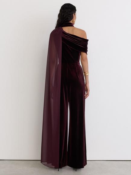 Reiss Carrie Scarf Neck Jumpsuit, Burgundy - view 2, Burgundy