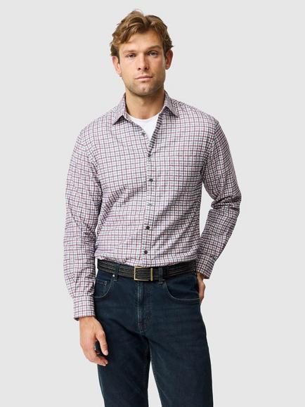 Rodd & Gunn Gledknowe Cotton Slim Fit Check Corduroy Shirt, Merlot, Merlot