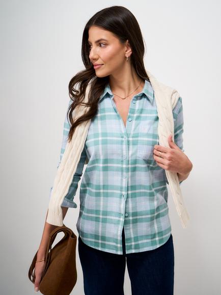 Crew Clothing Cotton Check Flannel Shirt, Blue/Multi