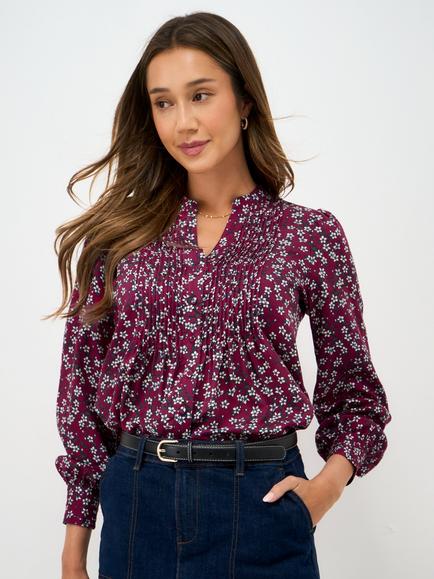Crew Clothing Abigail Floral Blouse, Raspberry/Multi, Raspberry/Multi