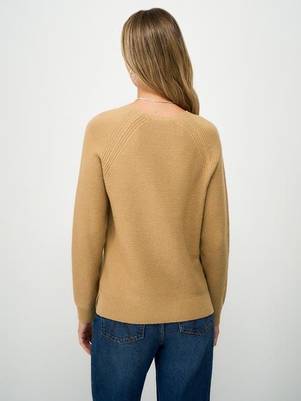 Crew Clothing Wool Rich Button Detail Jumper - view 2, Camel Brown