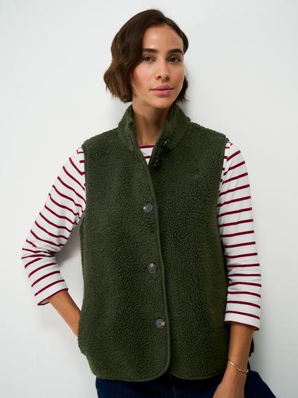 Crew Clothing Funnel Neck Borg Fleece, Mid Green, Mid Green