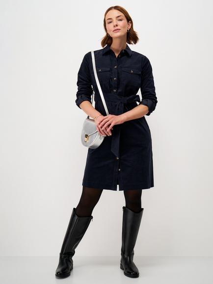 Crew Clothing Corduroy Shirt Dress, Navy Blue