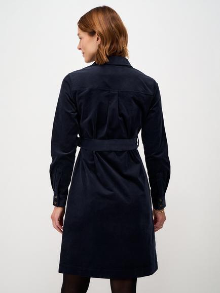 Crew Clothing Corduroy Shirt Dress - view 2, Navy Blue