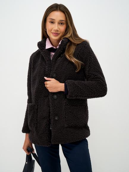 Crew Clothing  Borg Fleece Funnel Neck Jacket,Chocolate Brown, Chocolate Brown