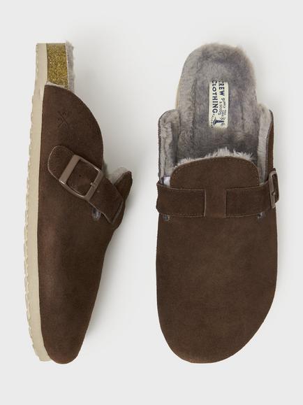 Crew Clothing Buckle Trim Suede Mule Slippers, Chocolate Brown - view 2, Chocolate Brown