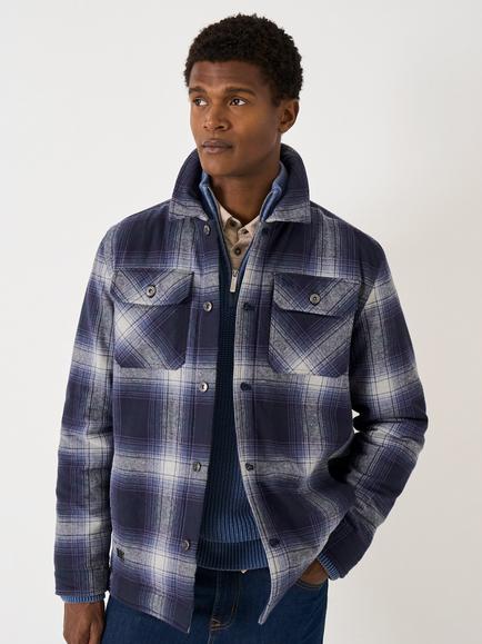 Crew Clothing Heritage Check Shacket, Blue/White, Blue/White