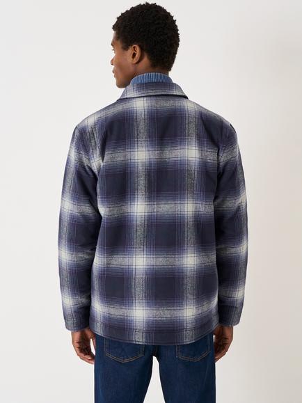 Crew Clothing Heritage Check Shacket, Blue/White - view 2, Blue/White