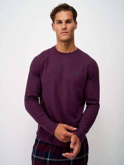 Crew Clothing Waffle Jersey Pyjama Set, Dark Purple, Dark Purple